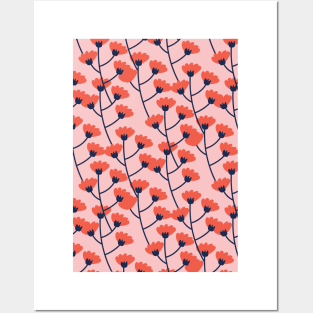 Abstract Pink Flower Pattern Posters and Art